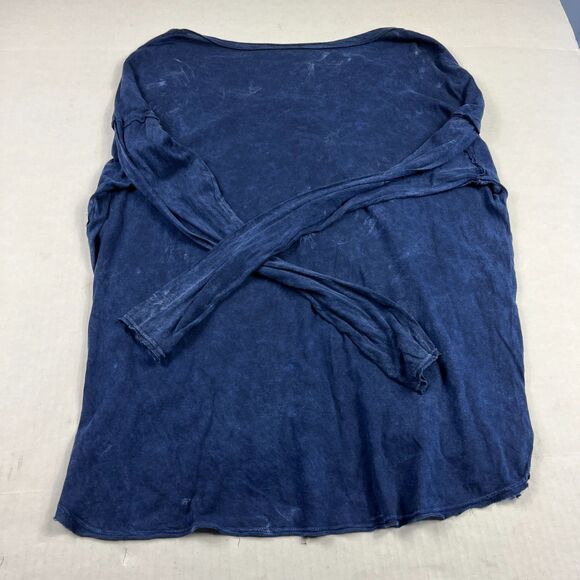 Cynthia Rowley Womens Slouchy Shirt Washed Long Sleeve Blue Pullover Top Large - Picture 9 of 10